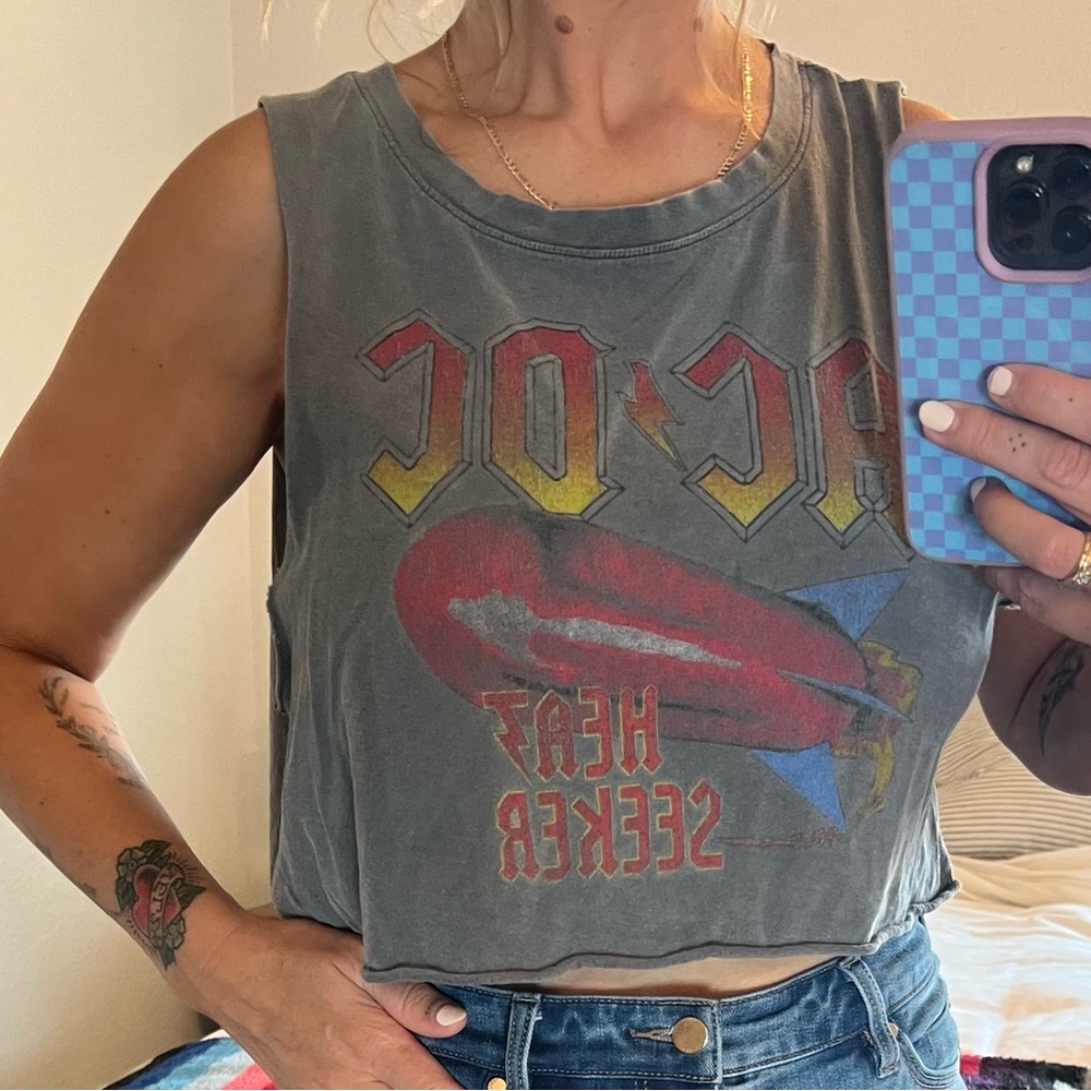 AC/DC Heat Seeker Muscle Tee - Gray and Red